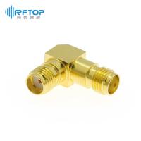 SMA母 转 SMA母 90度直弯 精密射频转接器|黄铜镀金，DC-18GHz